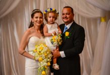 Happy couple weds in West Bay