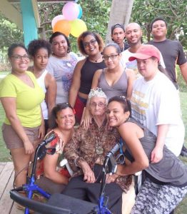 Myrtle Rivers with her grandchildren.