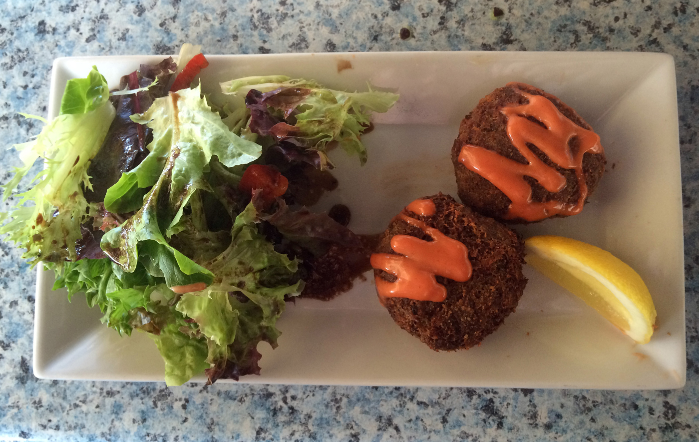 Land crab cakes are one of the local specialties on the menu.
