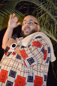 Willie Ramos in his engaging presentation at the Grand Pavilion youth service.