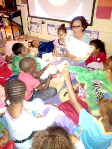 Students had lots of fun at the pajama story time.