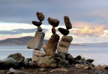 Rock stacks at Blow Holes convey message