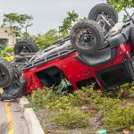 Jeep overturns in crash