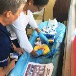 Emergency responders give CPR lessons