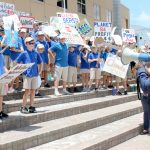 Students hold anti-plastic, anti-port demonstration