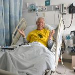 Lionfish culler healing after being bitten by nurse shark