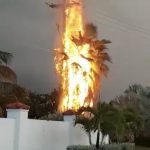 Pole fire erupts in Lime Tree Bay