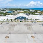 Airport runway damaged by aircraft blast