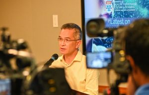 Dr. John Lee, Cayman's chief medical officer at a recent press briefing