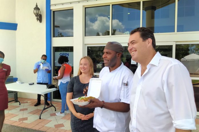 sophia, chef glen, yaron rado Dr. Sophia Rado, Chef Wayne Spencer from The Kitchen Table, and Dr. Yaron Rado outside of Chrissie Tomlinson Memorial Hospital