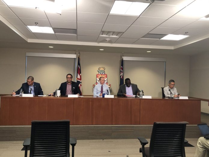 Government officials at the latest COVID-19 press conference