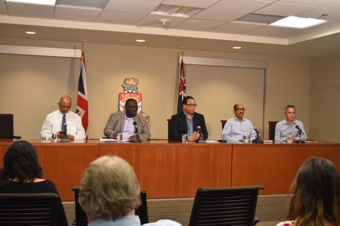 Premier Alden McLaughlinat a coronavirus press briefing