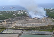 Firefighters battle dump blaze for second day Smoke as seen from the George Town landfill