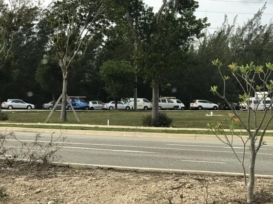 Traffic snarled along West Bay Rd.
