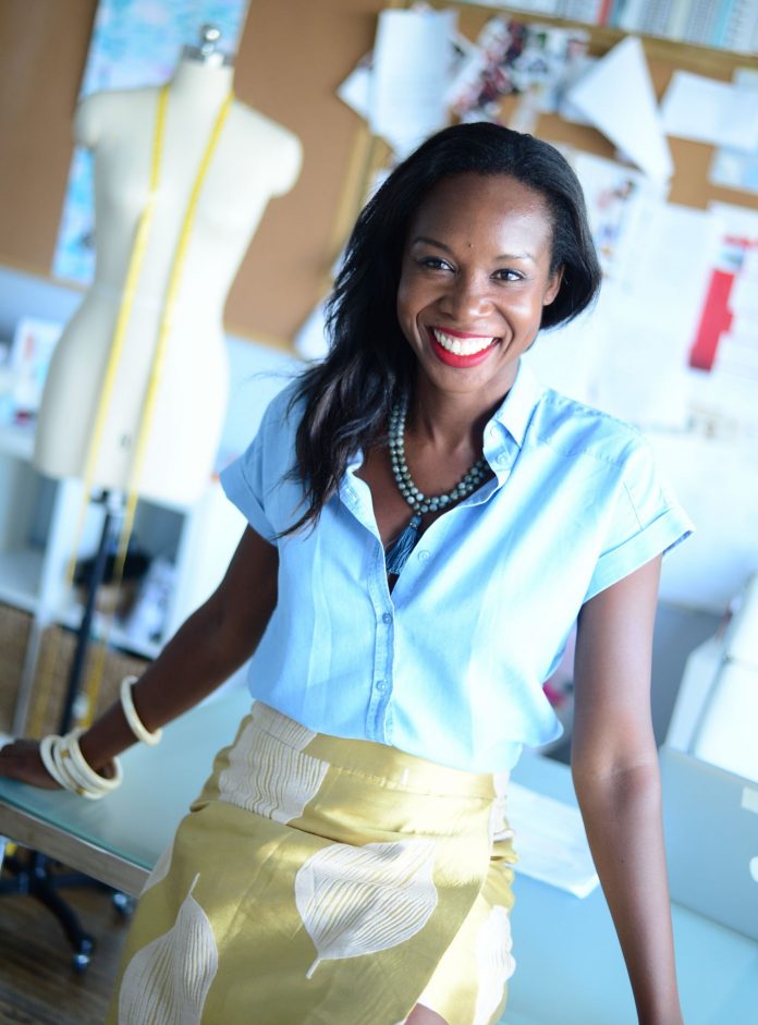 Fashion designer Isy Obi in her studio