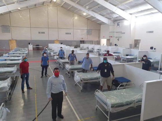 A field hospital has been set up at the Family Life Centre in the event that local hospitals become overwhelmed with COVID cases