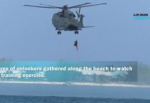 Royal Navy carries out rescue exercise off Seven Mile Beach