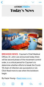 Screenshot of a phishing scam, impersonating a Cayman Compass newsletter