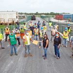 Airport upgrade workers donate to food bank