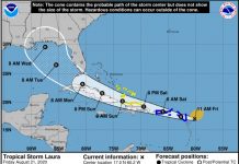 Depression strengthens into Tropical Storm Laura