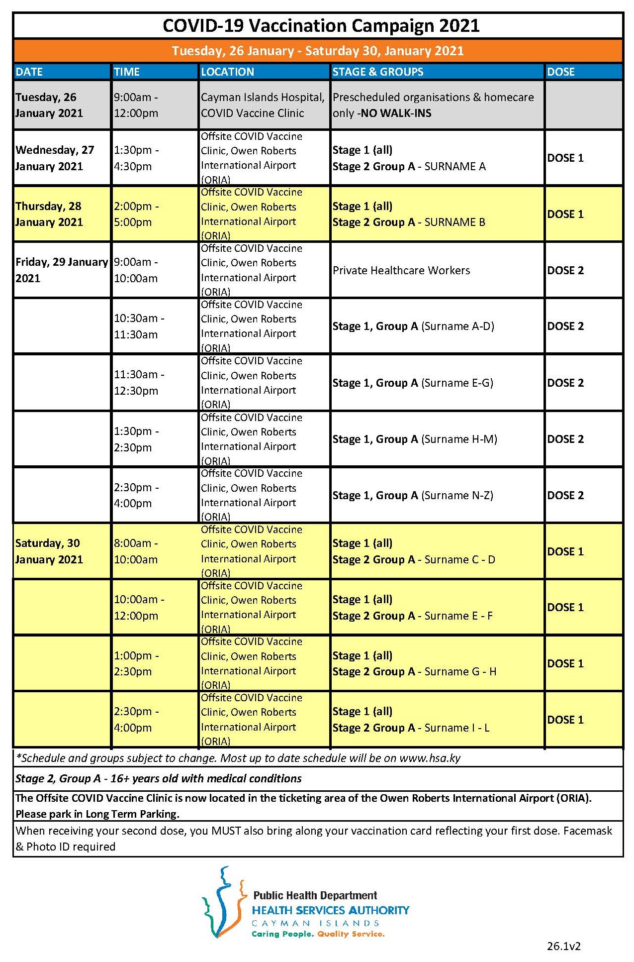 updated vaccine schedule - Cayman Compass