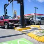 One injured in three-car collision
