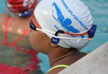 Headsets allow coaches to talk to swimmers underwater
