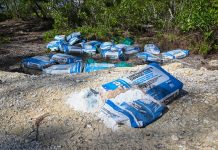 Dozens of bags of waterlogged mortar dumped by roadside