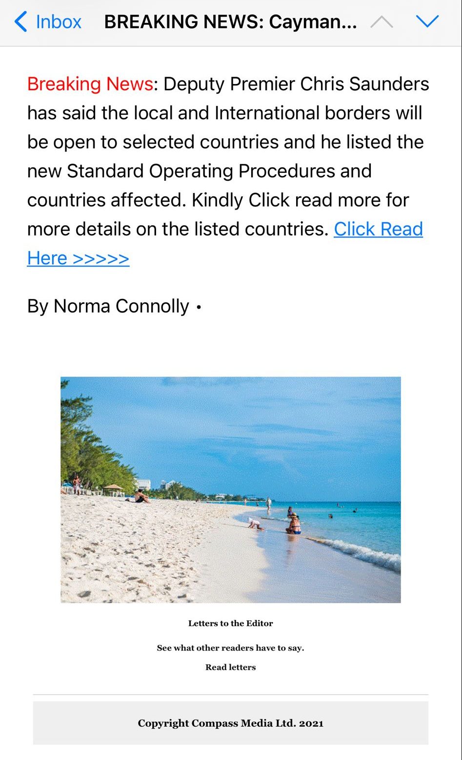 Fake Compass email circulating - Cayman Compass