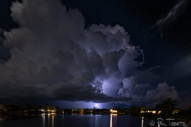 bolt of lightning over Cayman Islands