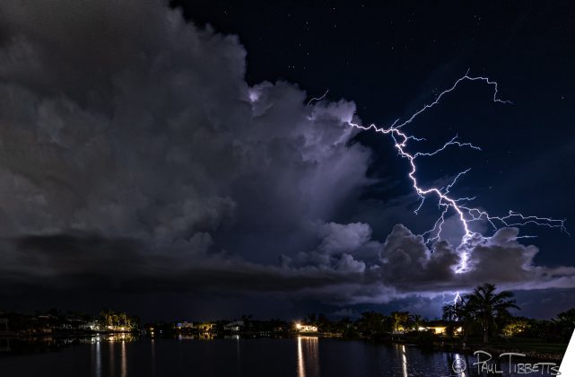 bolt of lightning over Cayman Islands