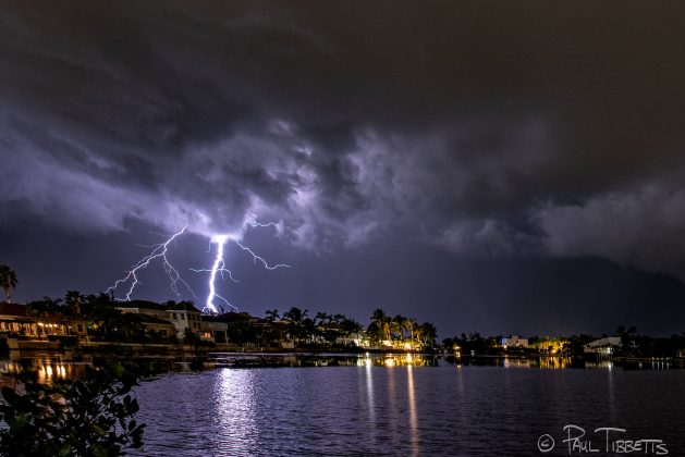 bolt of lightning over Cayman Islands