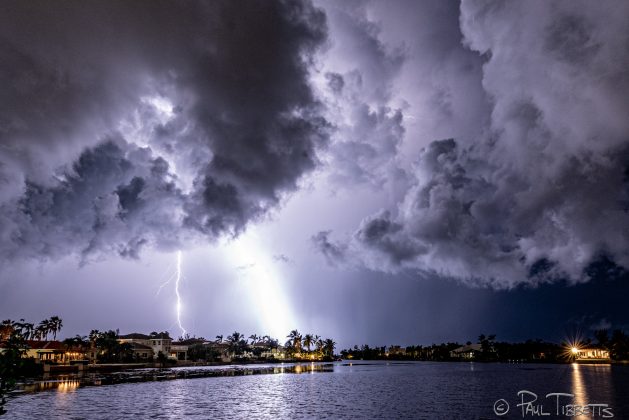 bolt of lightning over Cayman Islands
