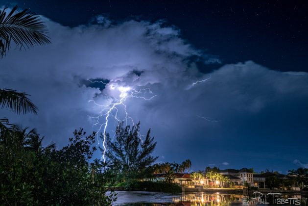 bolt of lightning over Cayman Islands