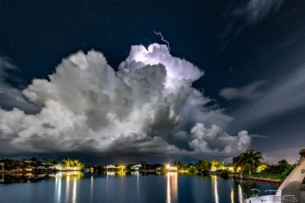 bolt of lightning over Cayman Islands