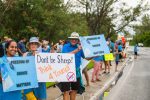Demonstrators gather to protest vaccine bill