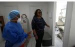 Health Minister goes mask-less in Little Cayman health centre tour