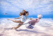 Inter Miami plastic awareness ad campaign shot at Stingray City