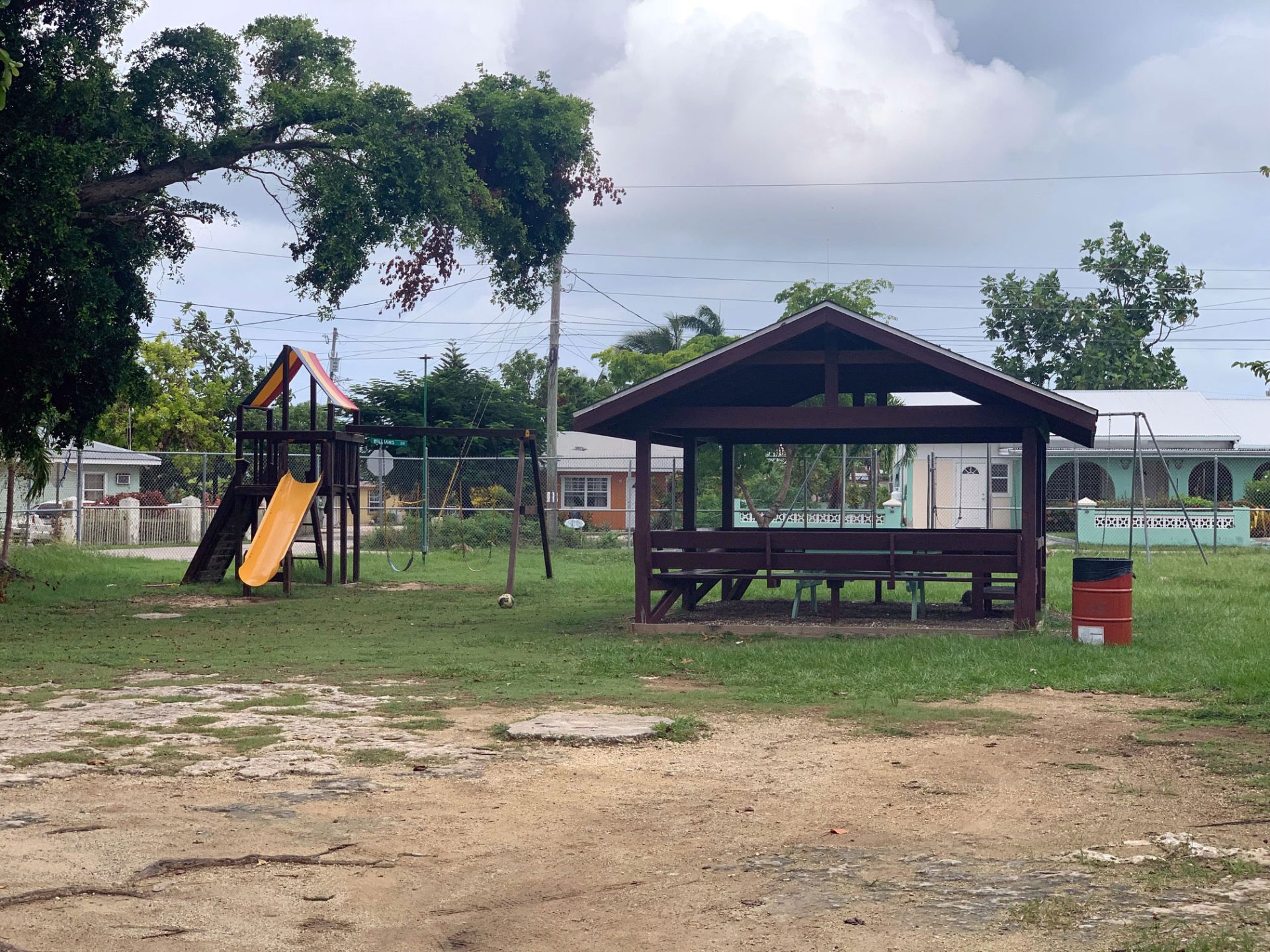 A slide, swingset and basketball court can be found in WIndsor Park