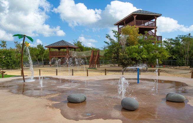 The QEII Botanic Park Children's Garden has a splash pad and observation tower amongst other attractions.