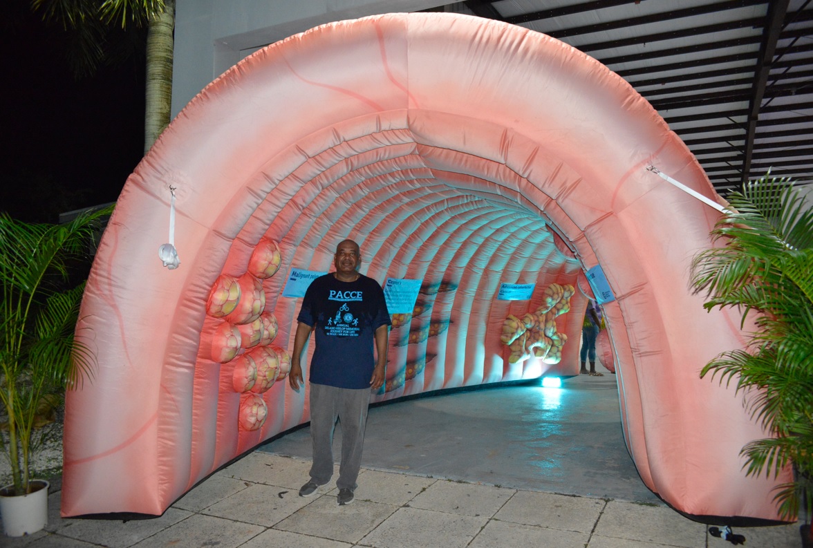 Giant inflatable colon centrepiece of Lions men's health evening