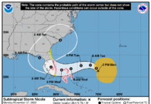 Subtropical storm Nicole prompts warnings for Bahamas and US