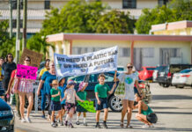 Students march in protest against single use plastics
