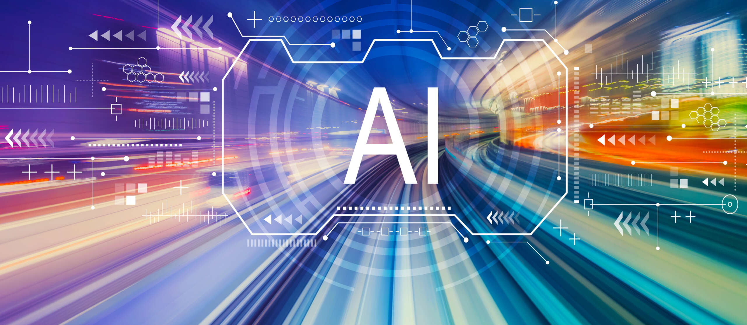 AI concept with high speed motion blur