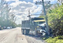 Truck crashes into utility pole in Bodden Town