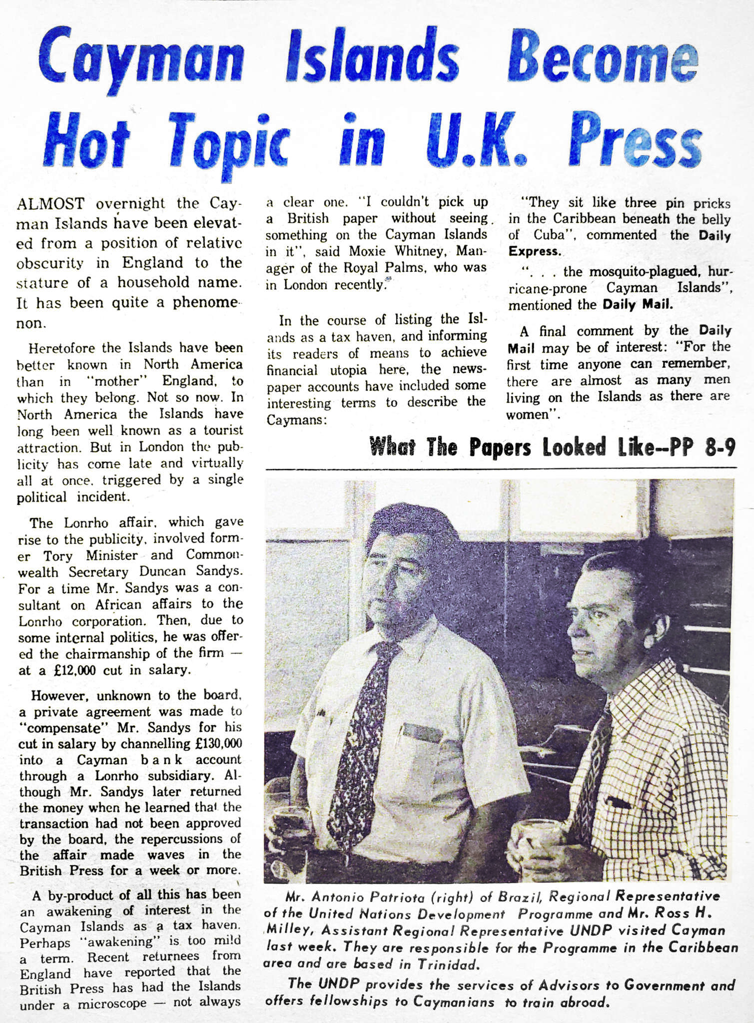 50 years ago Cayman hot topic in UK press; police deal with speeding