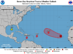 Three of five systems become tropical storms