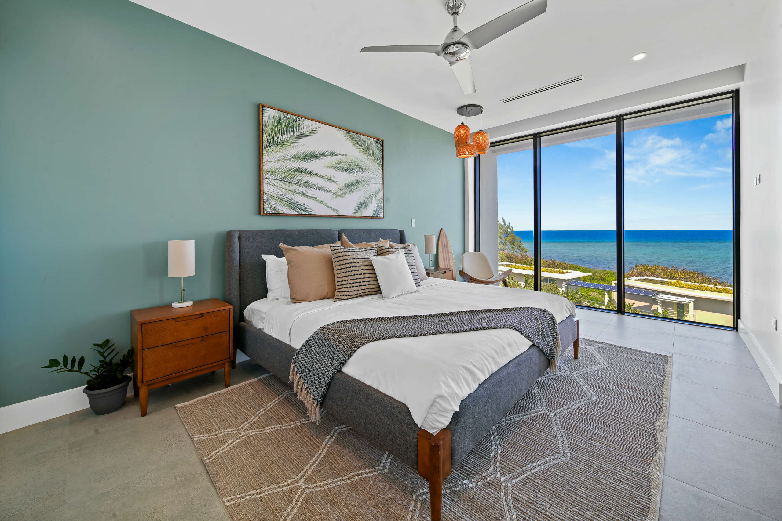 The master bedroom in the three-bedroom suite