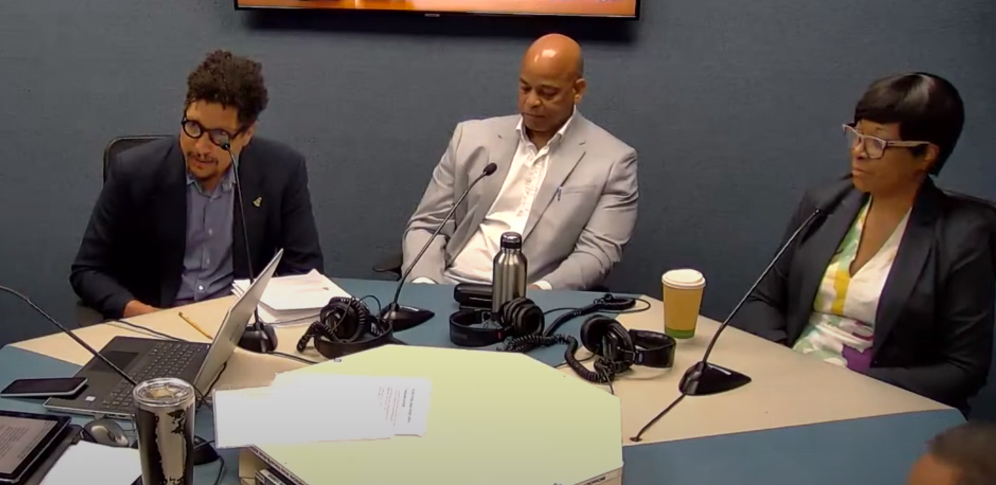 Charles Brown, acting chief officer of the ministry of investment innovation and social development; Darvey Whittaker, director of the computer services department and Pamela Green, director of the cyber and information security office discussing the foiled hack on government radio.