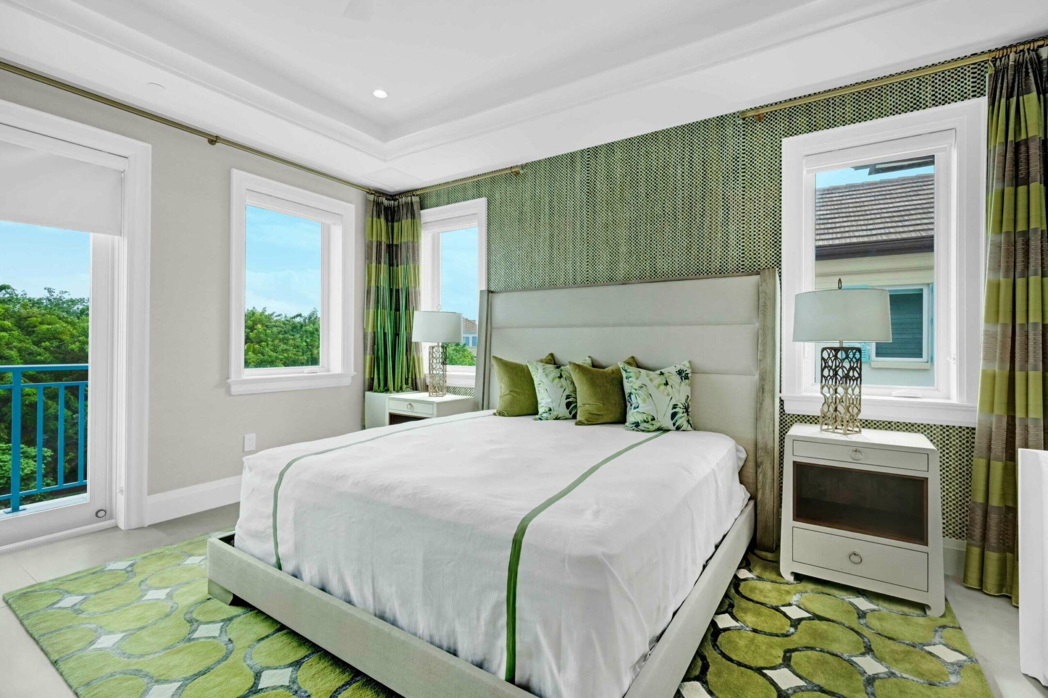 The guest bedrooms' decor will not be to everyone's taste but each has its own private balcony. Credit: Platinum Luxury Auctions
